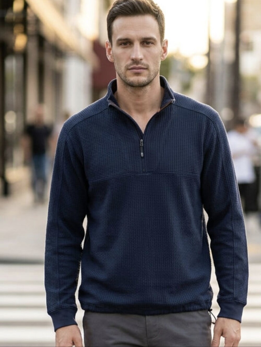 Straight Down Optic Quarter Zip - Indigo Sz M Great Condition